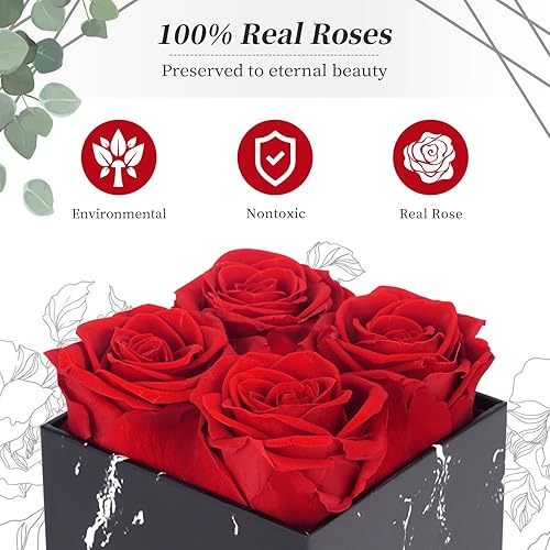 Miniatura 9 de WOKEISE Regalos de cumpleaños para mujeres, flores para entrega, rosa real preservada en una caja, ramo de flores frescas, regalos de rosas rojas de