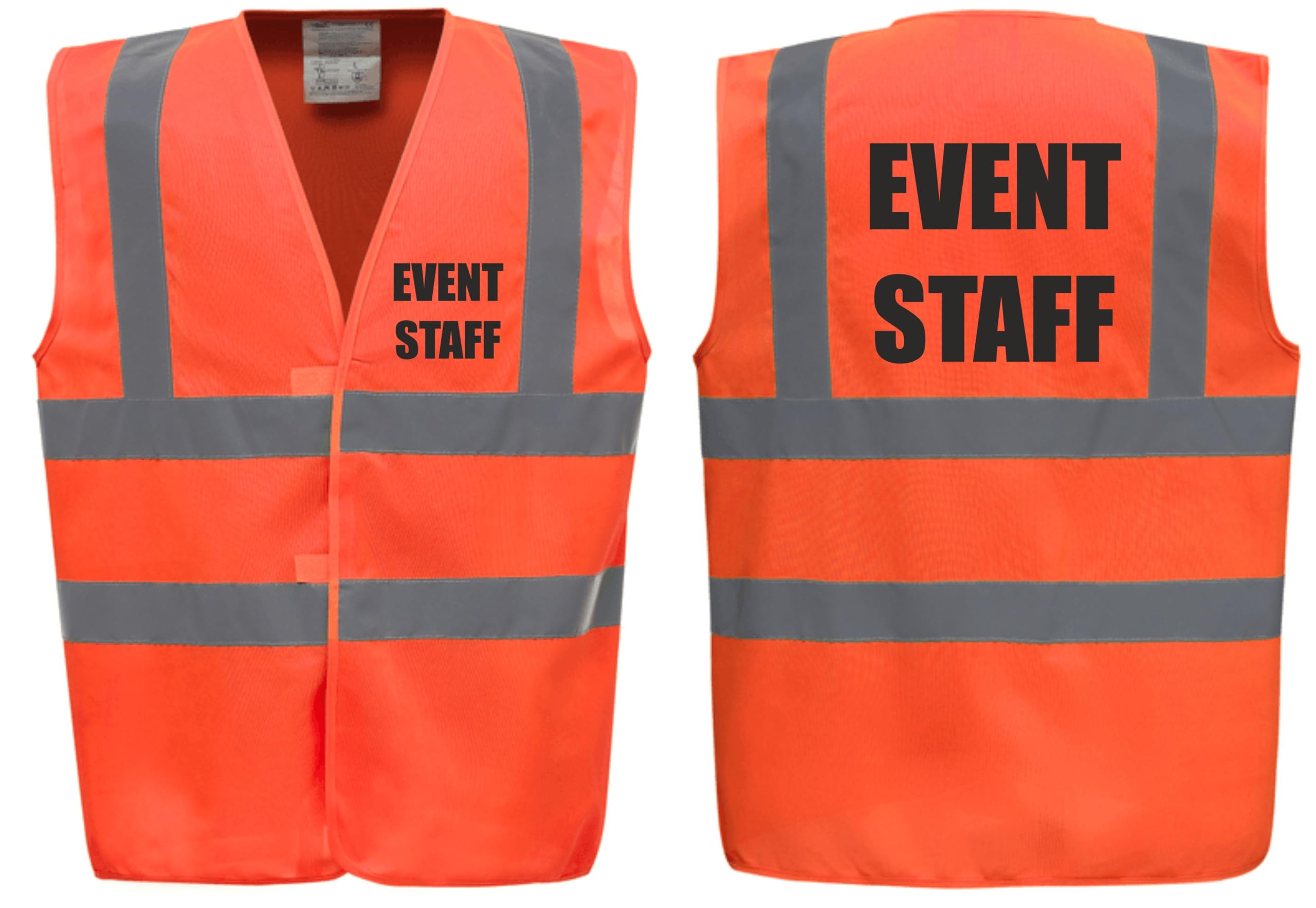 Brook Hi Vis Premium Safety Vest - EVENT STAFF Printed Front & Back, Event Management High Viz Waistcoat, Available in 14 Colours, Festivals (UK, Alpha, XL, Regular, Regular, Orange) — image 1