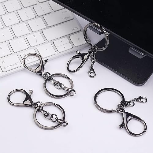 Miniatura 4 de 20 juegos de ganchos de pinza de langosta con anillo de llavero dividido plano con clip de gatillo giratorio con cierre de langosta pequeño para