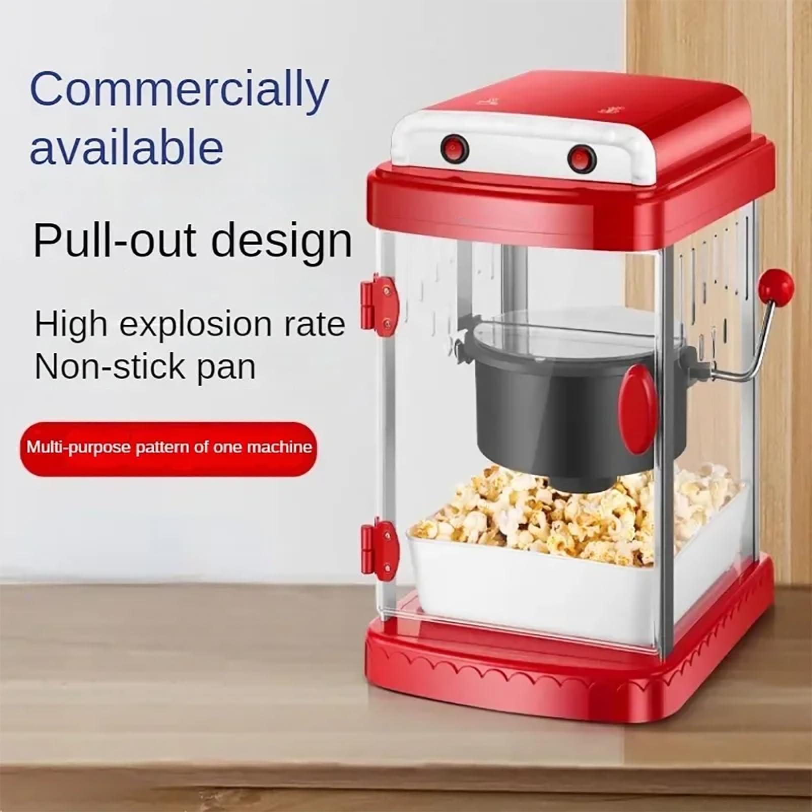 Máquina Comercial De Palomitas De Maíz, Máquina Para Hacer Palomitas De Maíz Con Cucharas, 2 Formas De Palomitas De Maíz Opcionales Y Acabado En 3-5 Minutos, Alta Tasa De Estallido, Para Cenar