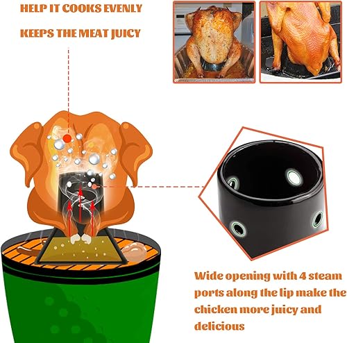 Miniatura 4 de Estante de cerámica para asador de pollo lata de cerveza pavo soporte vertical para aves de corral de cerámica al vapor para cocinar accesorios de