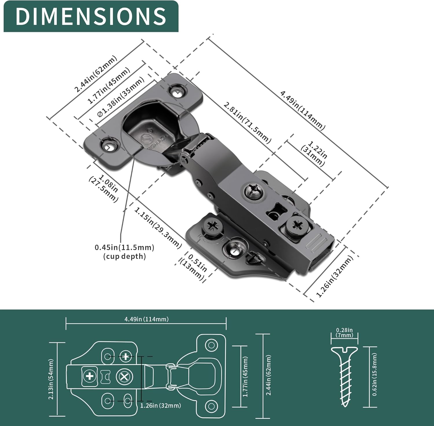 20 Pack Half Overlay Soft Close Cabinet Hinges 105° Frameless 3 Way Adjustable Soft Close Hinges for Cabinet Doors Kitchen Cabinet Door Hinges with Screws