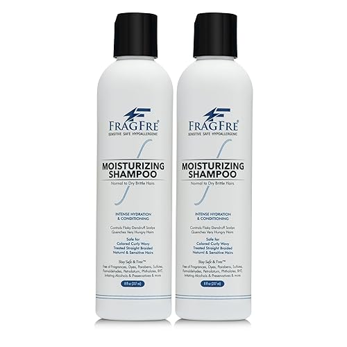 Miniatura 1 de Champú hidratante de 8 onzas (paquete de 2 unidades) hipoalergénico, sin sulfatos y sin fragancia, nutre e hidrata tu cabello seco y hambriento con
