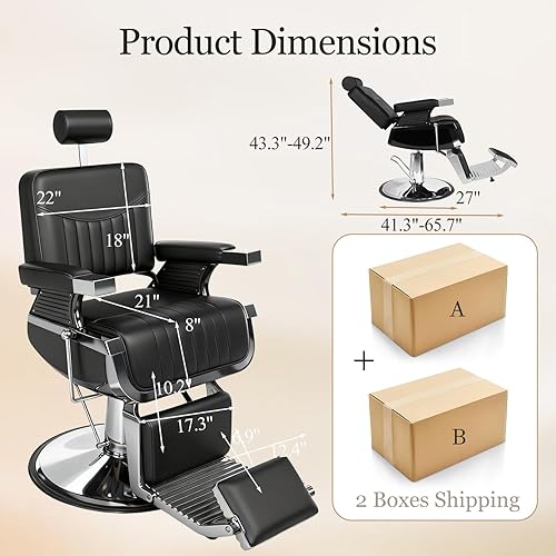 Miniatura 2 de Sillas de peluquería para peluquería, silla de salón profesional para estilista, silla reclinable multiusos resistente para peluquería, estilista,