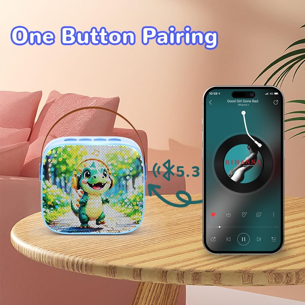 Mini Karaoke Machine for Toddlers - Easter Present Birthday Gift for 3 4 5 6 7 8 9 10 11 12 Years Old Boys and Girls, Portable Speaker Set with 2 Wireless Microphones fits Family Fun Home Party, Blue