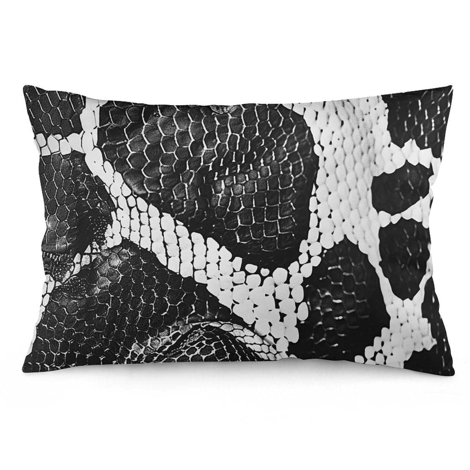 2 Pack Pillow Cases for Hair and Skin, Soft Breathable Pillow Case Covers with Hidden Zipper, Snakeskin Print Image Pillowcase 12 "x20 Pillow Covers for Sleeping Gift