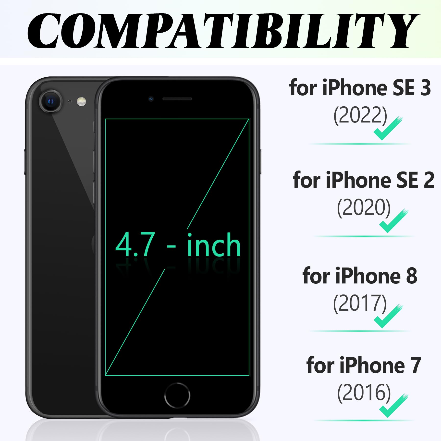 TUCCH Custodia per iPhone SE 2022, per iPhone SE 2020 per iPhone 8, per iPhone 7 Portafoglio Chiusura Magnetica Tasca Carte Portacellulare Antiurto per iPhone SE3/SE2/8/7 (4,7”), Nero