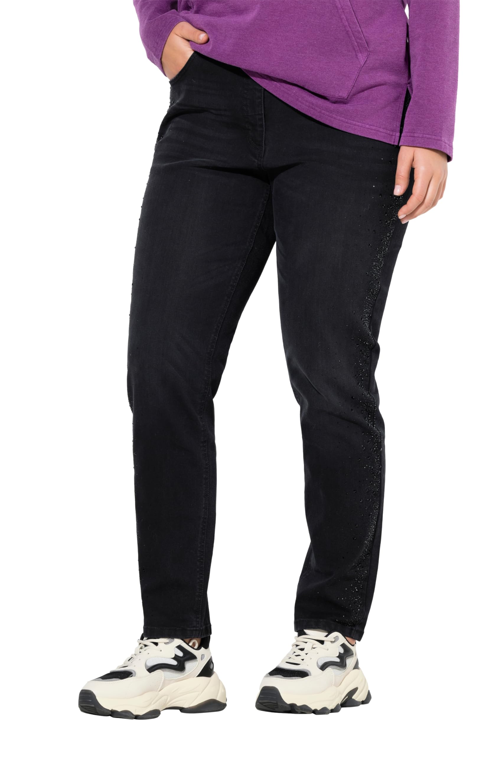 Ulla Popken Damen große Größen Übergrößen Plus Size Jeans Mia, Ziersteine, Komfortbund, Stretchdenim 841259