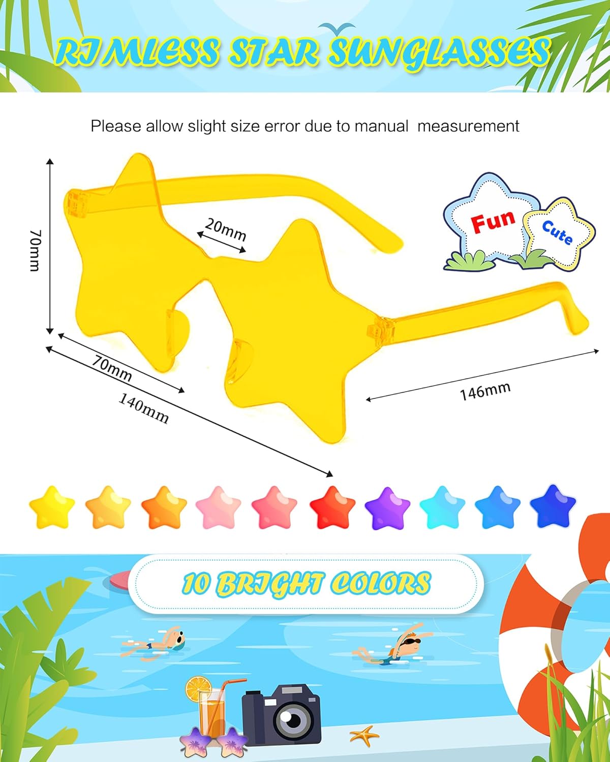 40 Pairs Rimless Star Sunglasses Bulk Wholesale Transparent Candy Color Star Glasses for Women Men Party Favors - Image 6