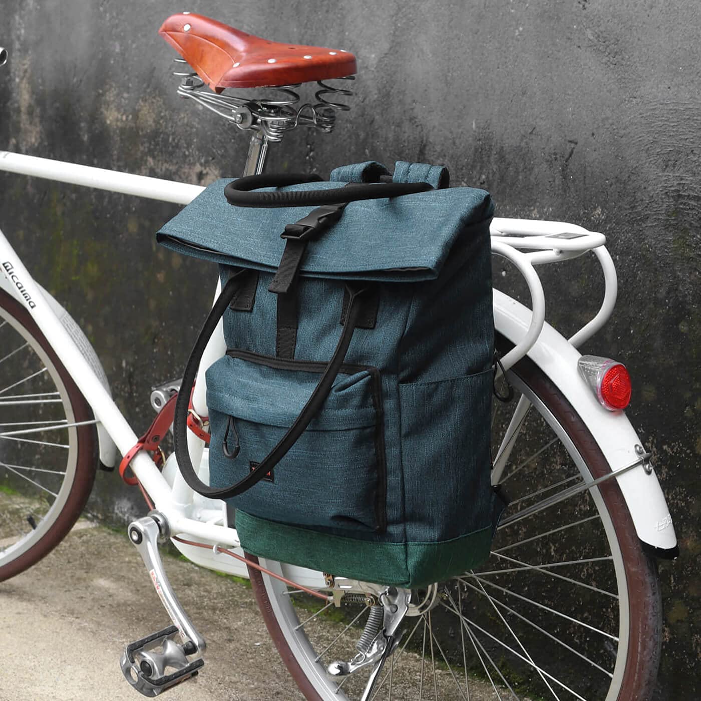 TOURBON Nylon Bicicletta Rolltop Zaino Spalla Posteriore Borsa Tote Outdoor