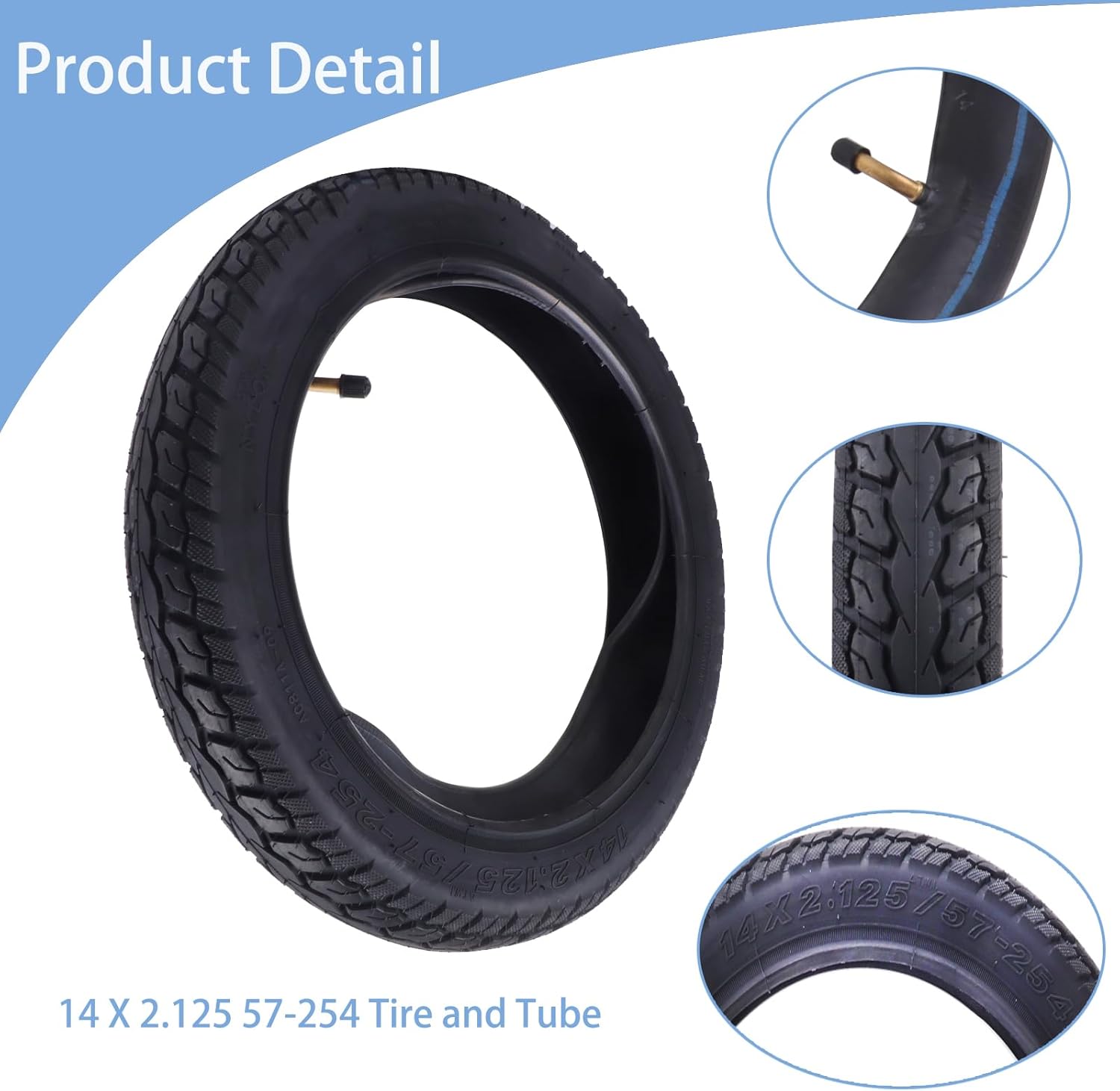 2 Set 14 x 2.125 57-254 Tire and Tube,14 Inch Electric Scooter Tire Tube with Angled Valve Stem for Electric Scooters and E-Bike