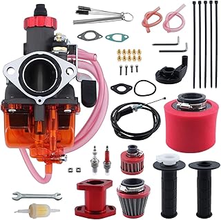 VM22 26mm Carburetor Carb for Predator 212cc 196cc 224cc 200cc CT200U BT200X Mini Bike Go Kart KT196 Go Kart GX160 GX200 6.5hp Engine with 38mm Air Filter Intake Manifold Main Jets Kit (Red)