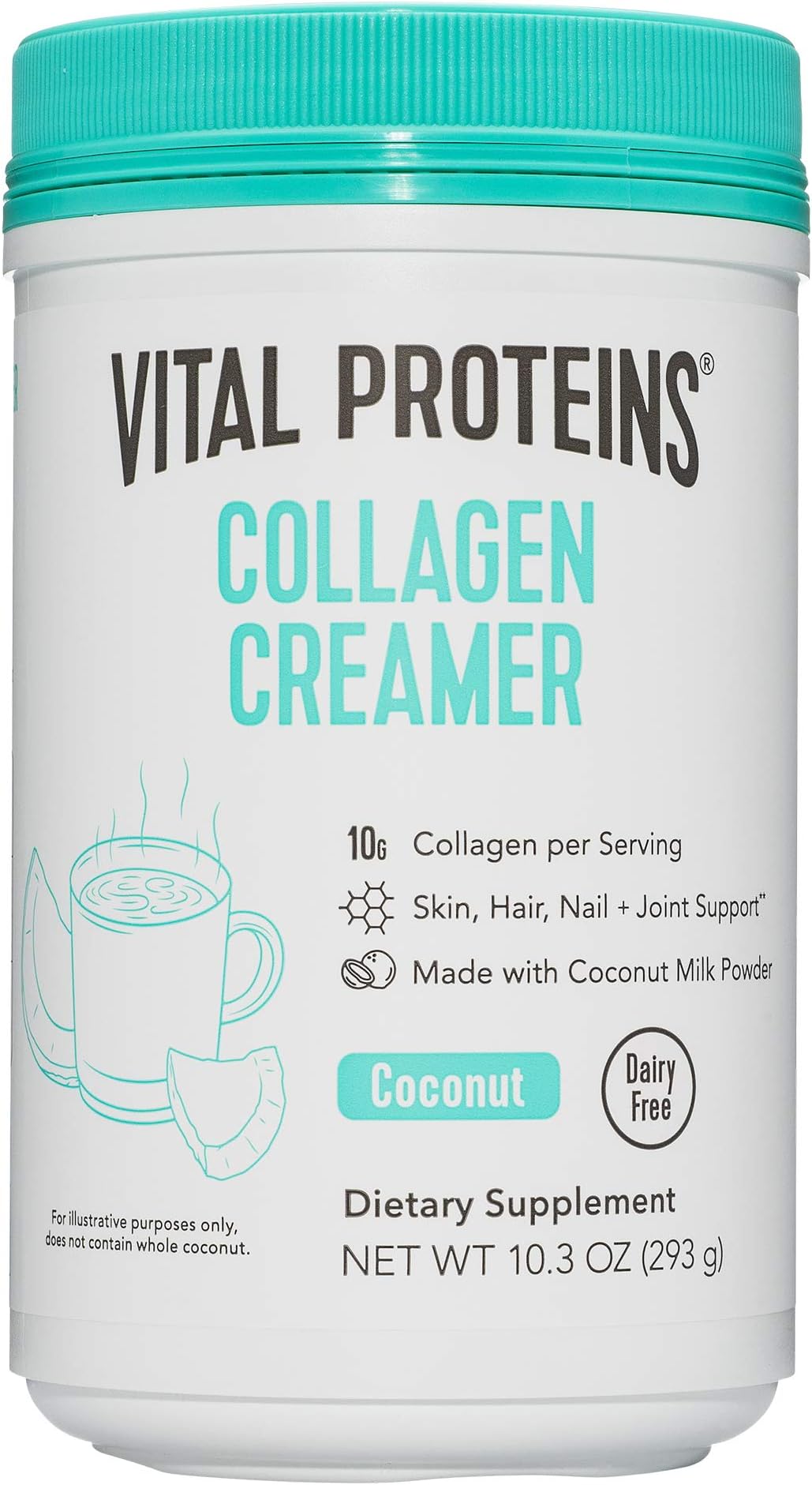 Vital Proteins Collagen Coffee Creamer, Non Dairy & Low Sugar Powder with Collagen Peptides Supplement - Supporting Healthy Hair, Skin, Nails with Energy-Boosting MCTs - Coconut 10.3oz