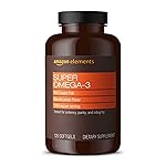 Amazon Elements Super Omega-3, Wild-Caught Fish Oil, Natural Lemon Flavor, EPA & DHA Omega-3 Fatty Acids, 1280 mg per Serving, 120 Softgels (Packaging may vary)
