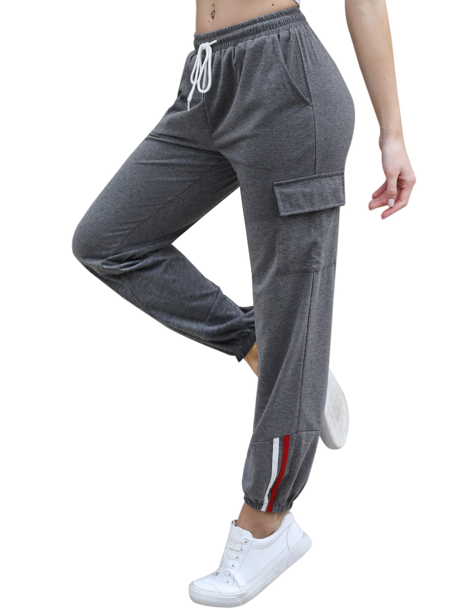 Women Sports Jogger Bottoms Pants Long Trousers Sweatpants Drawstring Waist  for Running Workout Gym Yoga with Pockets