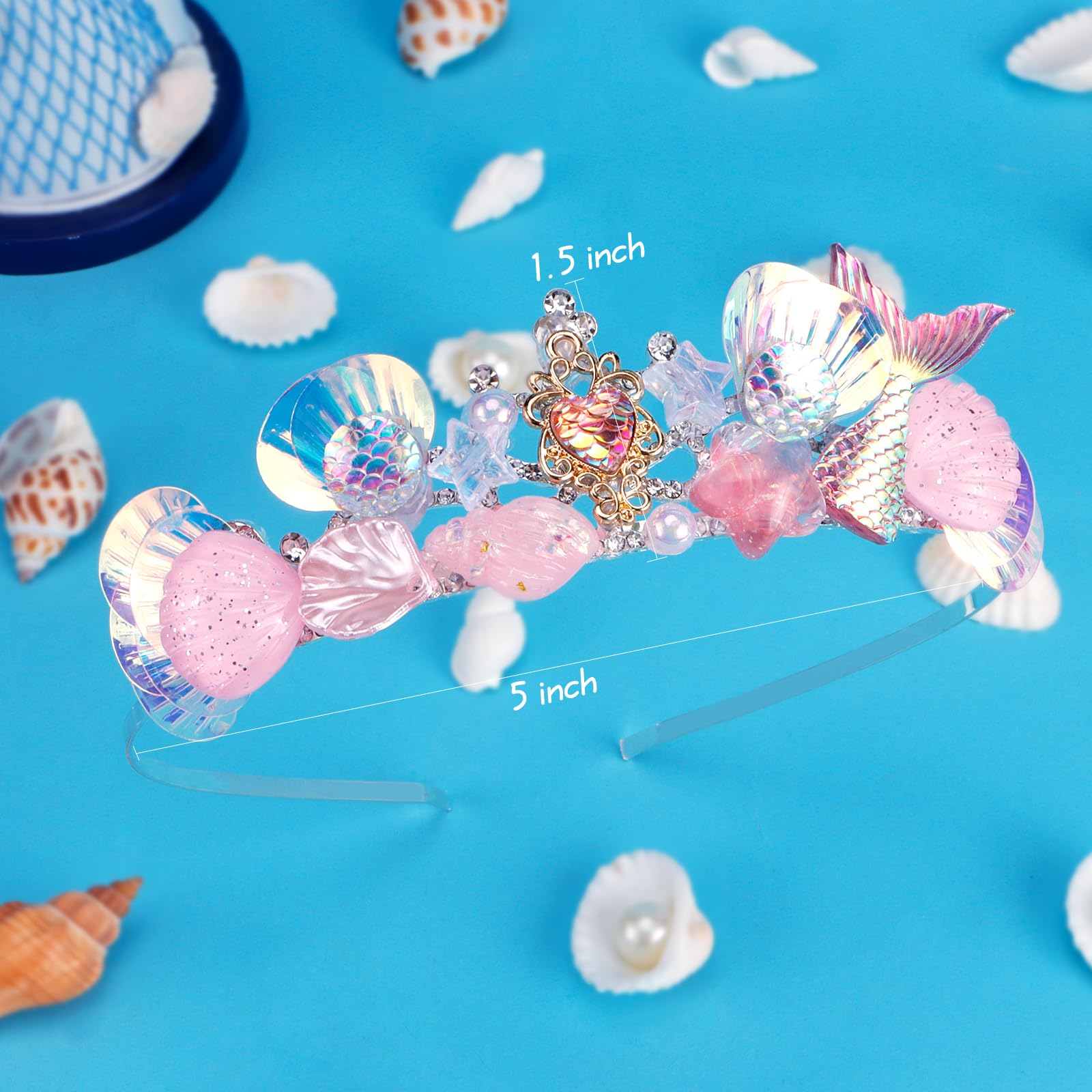 Pink Mermaid Shell Crown Amazon.com: CIEHER Mermaid Crown for Girls - Pink Headband  main image 3