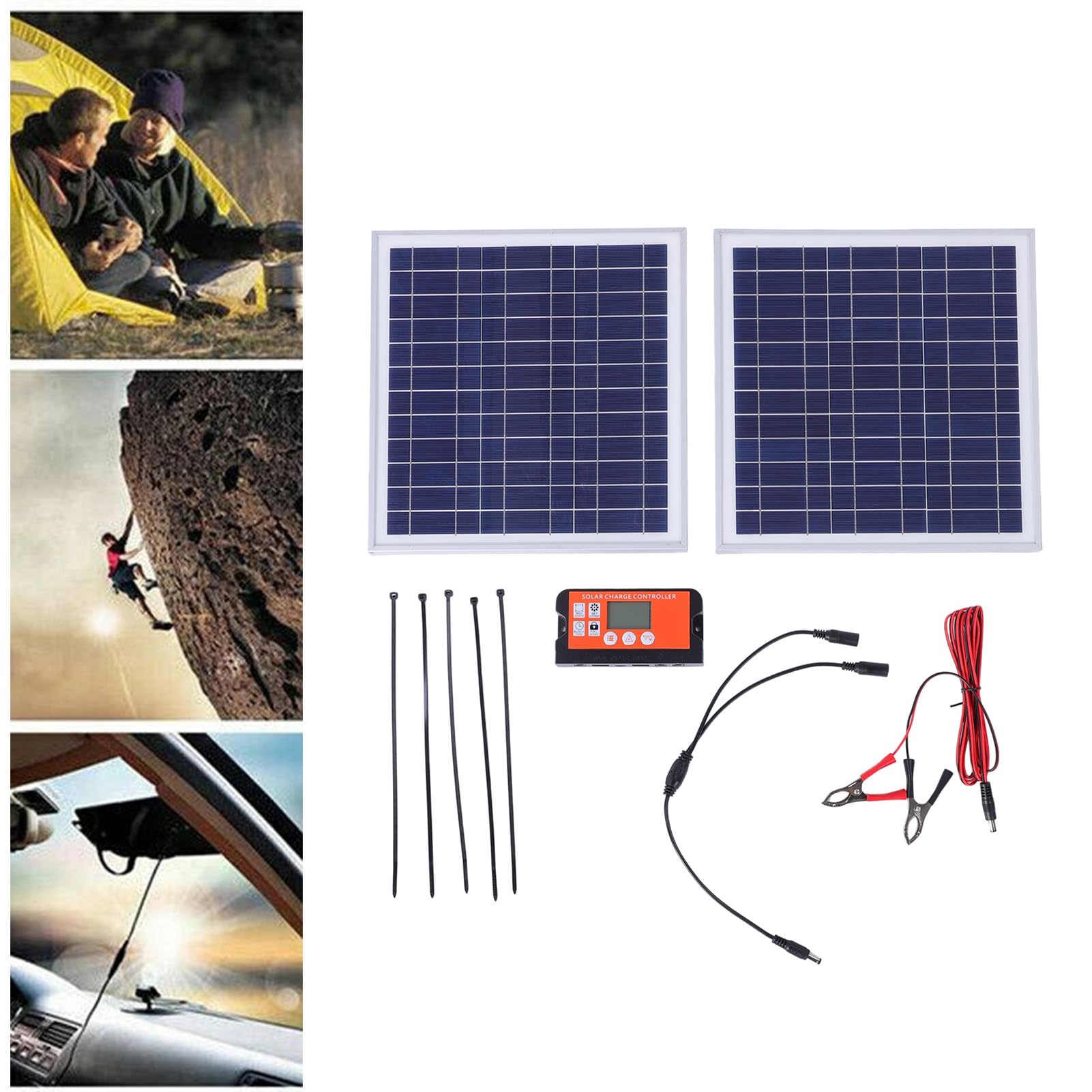 Pannello Solare Monocristallino 15W, Caricabatterie, 12V, per,
