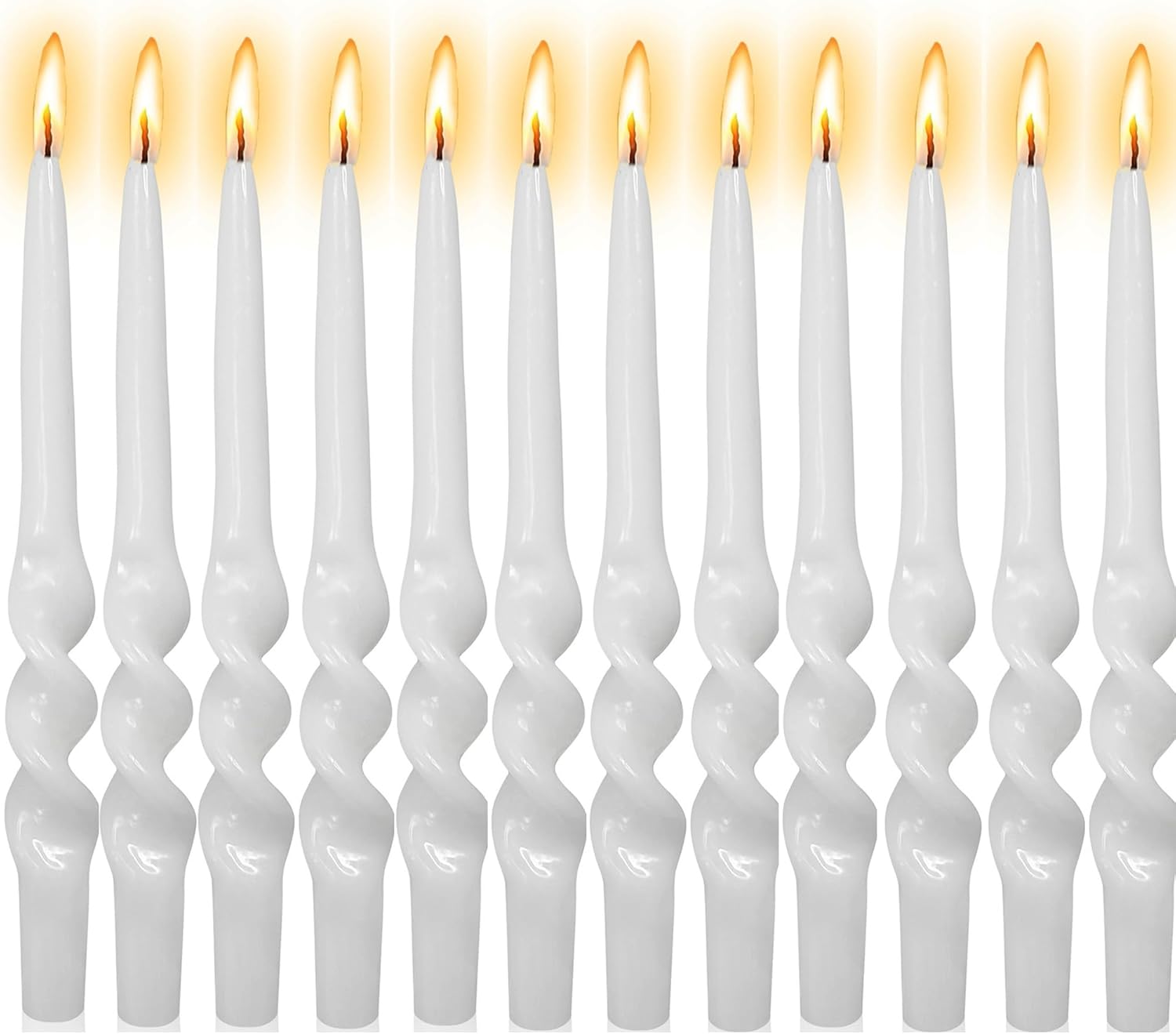 12pcs White Taper Candle Twisted Candlesticks,Cream Candle Sticks Swirl Tapered Candles Spiral Candlestick for Home Décor Weddings Dinner Women Gifts