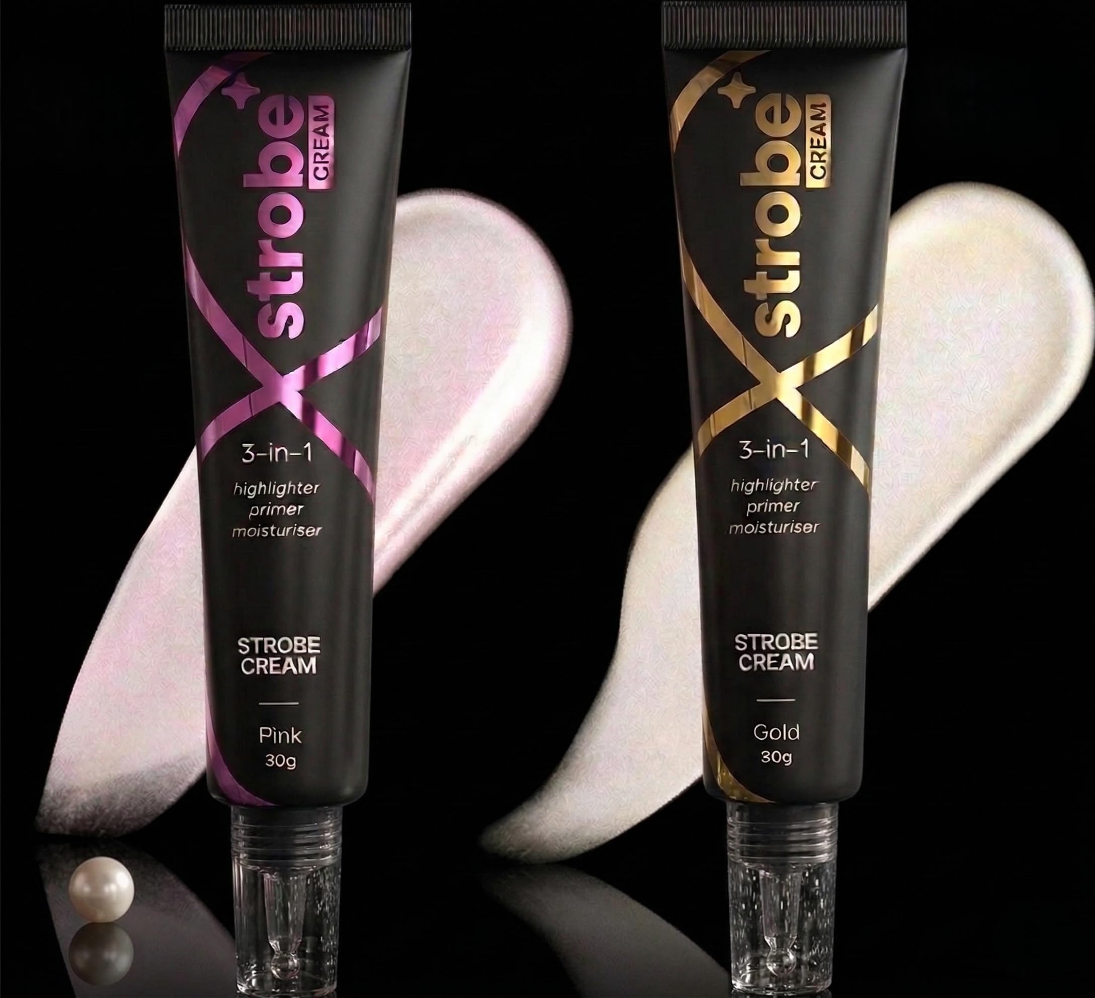 Gold & Pink Strobe Cream Duo | 3-in-1 Primer, Highlighter & Moisturizing Glow Cream | Instant Radiance Makeup Base | Pack of 2 (30g Each)-picture-27