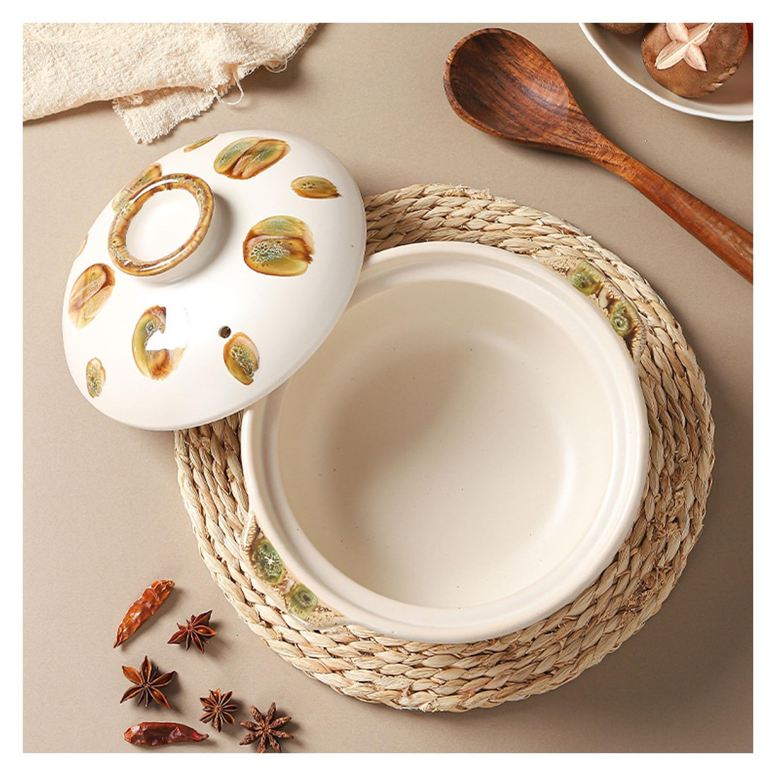 Cacerola de cerámica, resistente al calor, olla de arcilla japonesa, olla caliente aislada para el hogar y la cocina, ideal para cocinar lentamente y servir