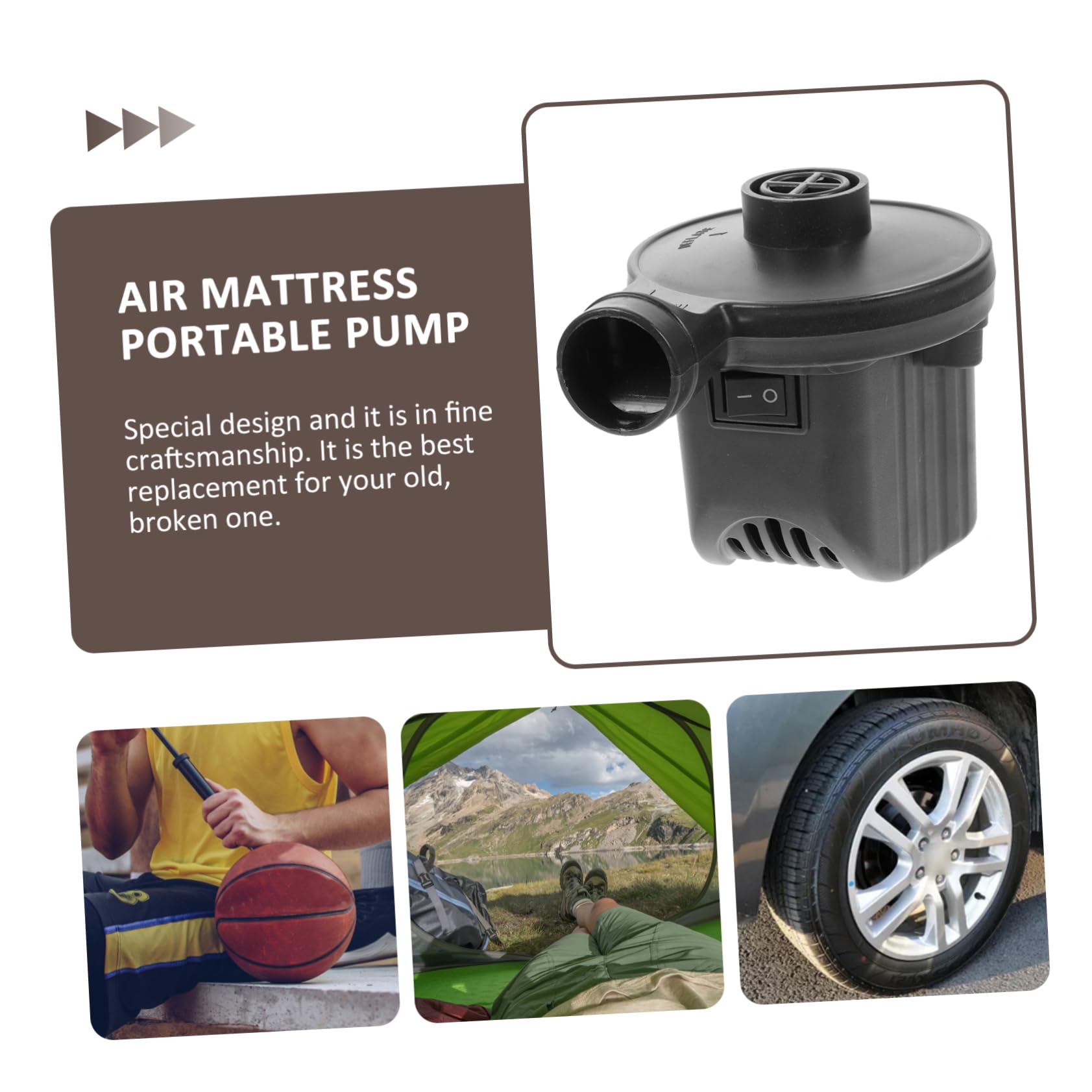 KICHOUSE 1 Set Electric Air Pump for Inflatables Deflation Compact Inflator for Air Mattresses Pools Rafts and More Portable Pump for Camping and Outdoor Use