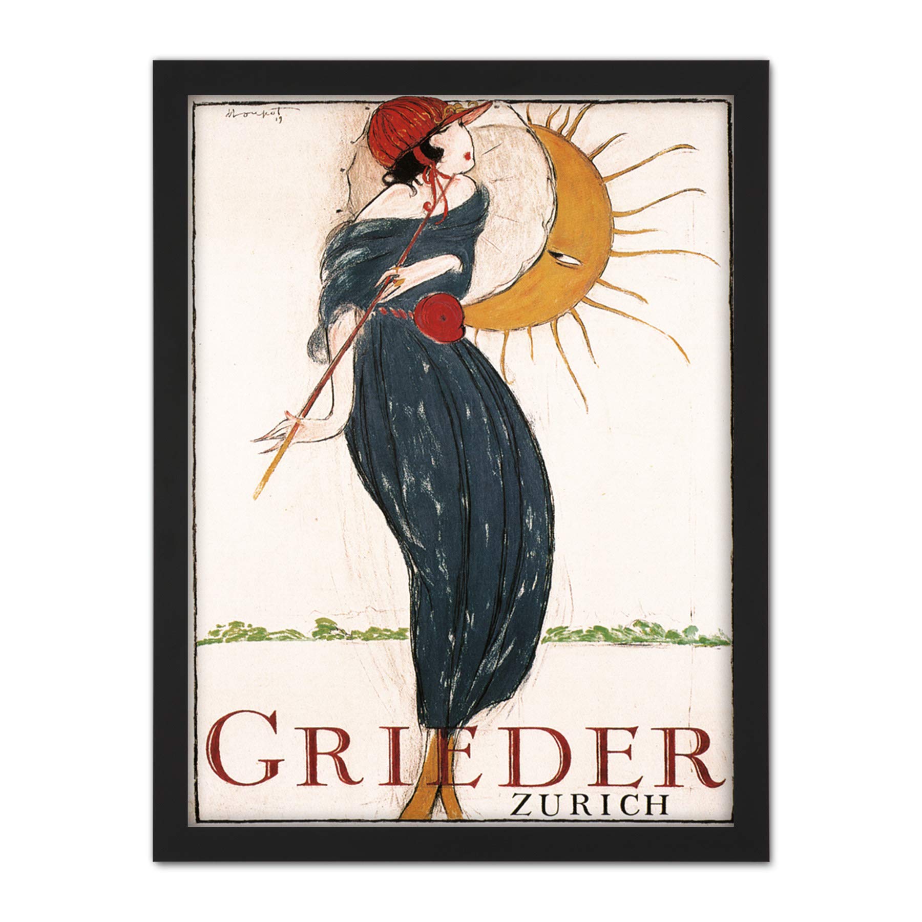 Wee Blue Coo Grieder Zurich Switzerland Fashion Artwork Framed Wall Art Print 18X24 Inch