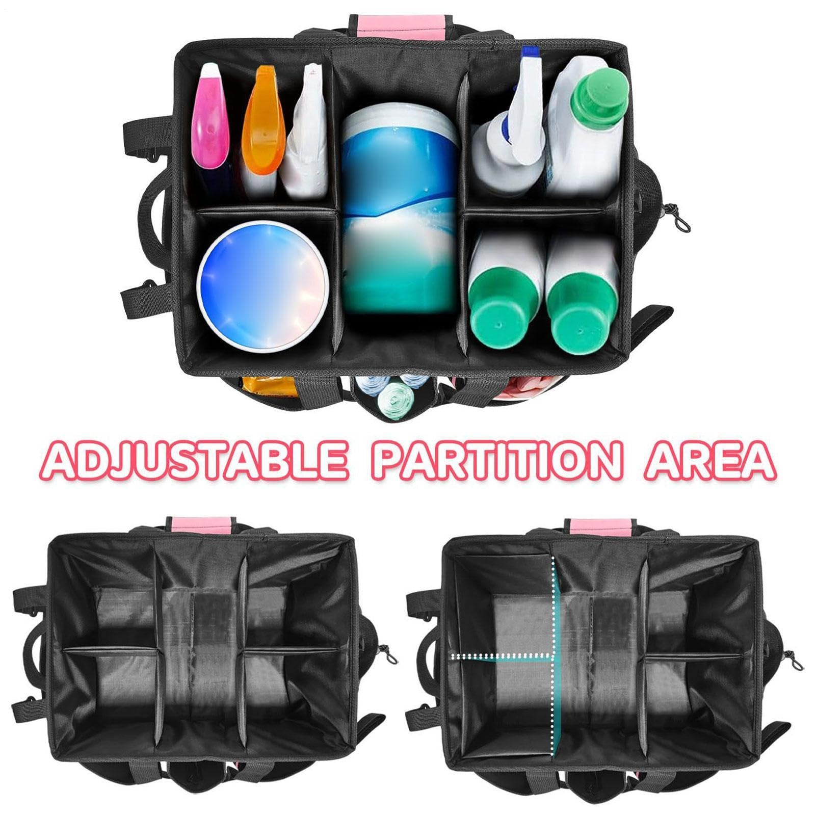 organizadora para limpiadores: divisor ajustable, clasificador de suministros de limpieza, unidad multibolsillo portátil, estructura de resistente y duradera | Solución de almacenamiento