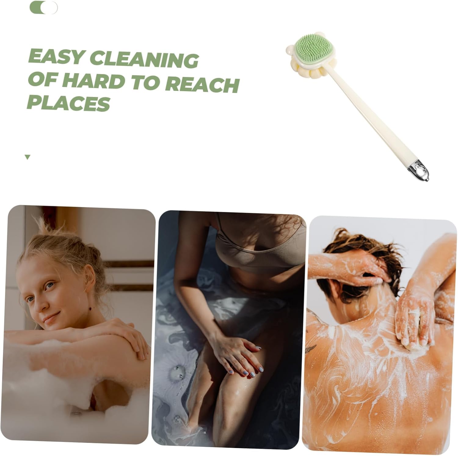Mikinona Bath Scrubber Back Shower Scrubber Brush Long Handle Body Brush for Men/Women