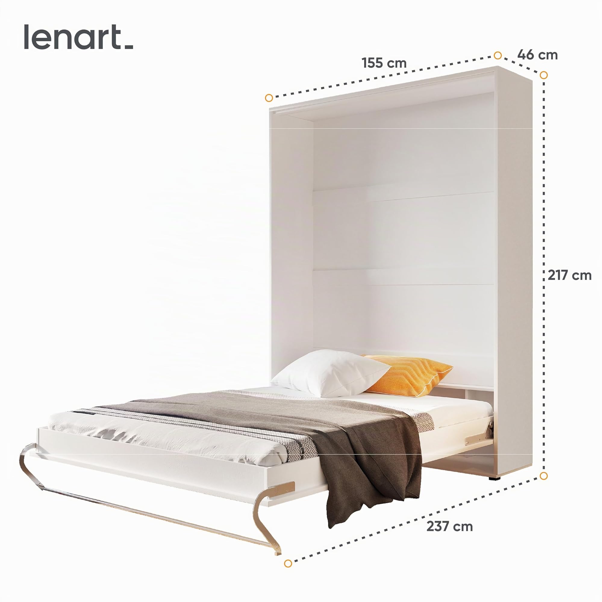 Lenart Schrankbett - Wandbett Concept Pro CP02 120x200 cm - Schrankklappbett Vertical - Schrank mit integriertem Klappbett - Funktionsbett (Weiß Matt)