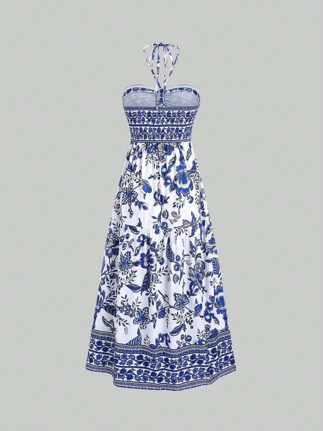 SKAYS Women's Summer Dress Halter Boho Maxi Dress Vacation Beach Floral Outfits Backless Casual Elegant Party - Image 3