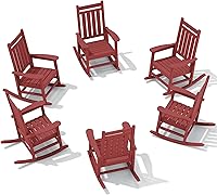 Vista 37 de SERWALL - Juego de 2 sillas mecedoras de exterior de gran tamaño, balancín de HDPE para adultos, sillas mecedoras de patio para porche, Aruba