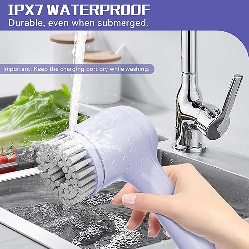 Miniatura 3 de Limpiador eléctrico giratorio, limpiador eléctrico inalámbrico para limpieza con pantalla LED, para baño, bañera, estufa de cocina, lechada de