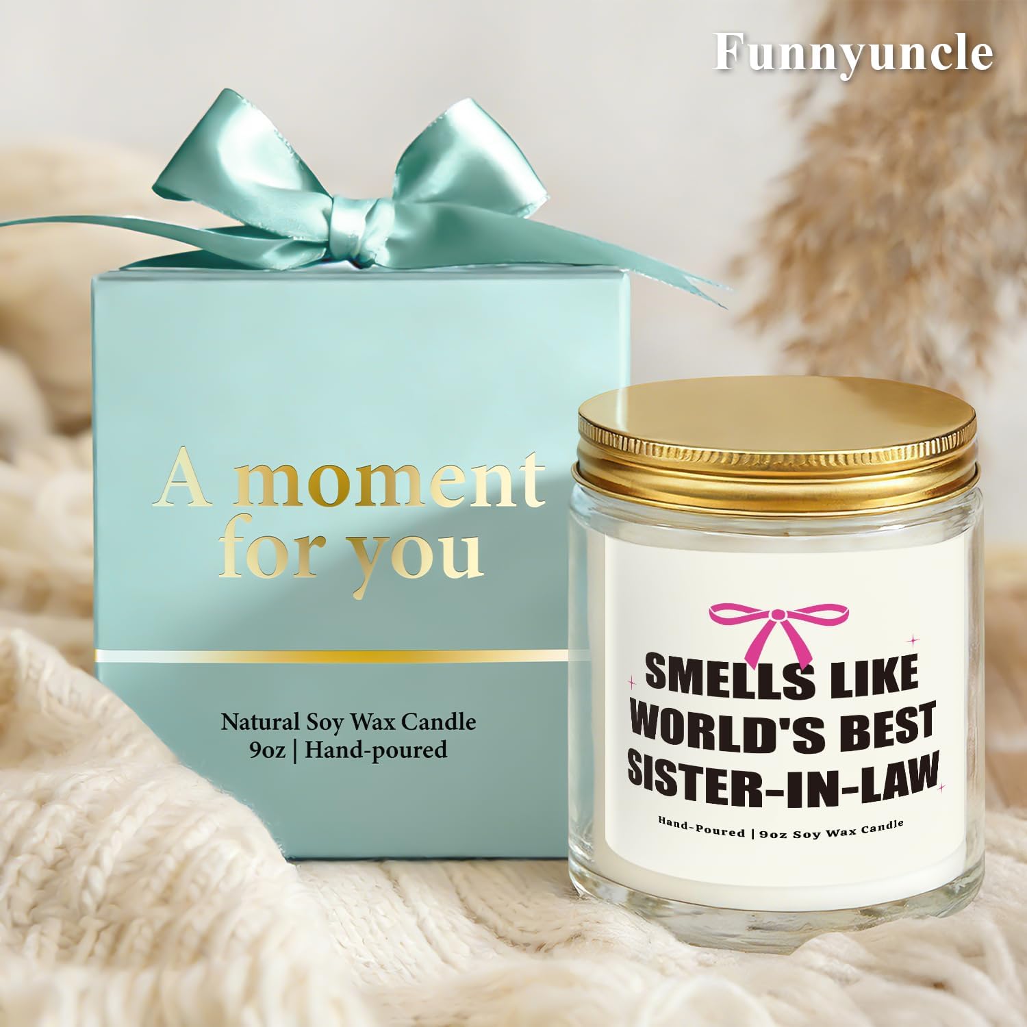 Funnyuncle Mothers Day Gifts for Sister in Law, 9oz Lavender Scented Soy Wax Candle, Birthday Wedding Day Engagement Christmas Gift Idea for Sister in Law