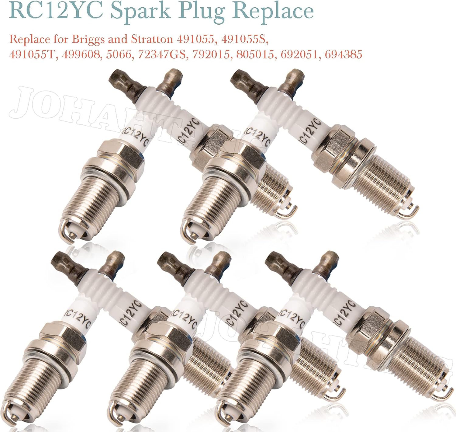 RC12YC Spark Plug for RC12YC Compatible with Briggs & Stratton 491055 491055S 491055T 72347GS 72347 805015 M78543 for Kohler 12 132 02, 12 132 02-S, 25 132 12-S (Pack of 10)