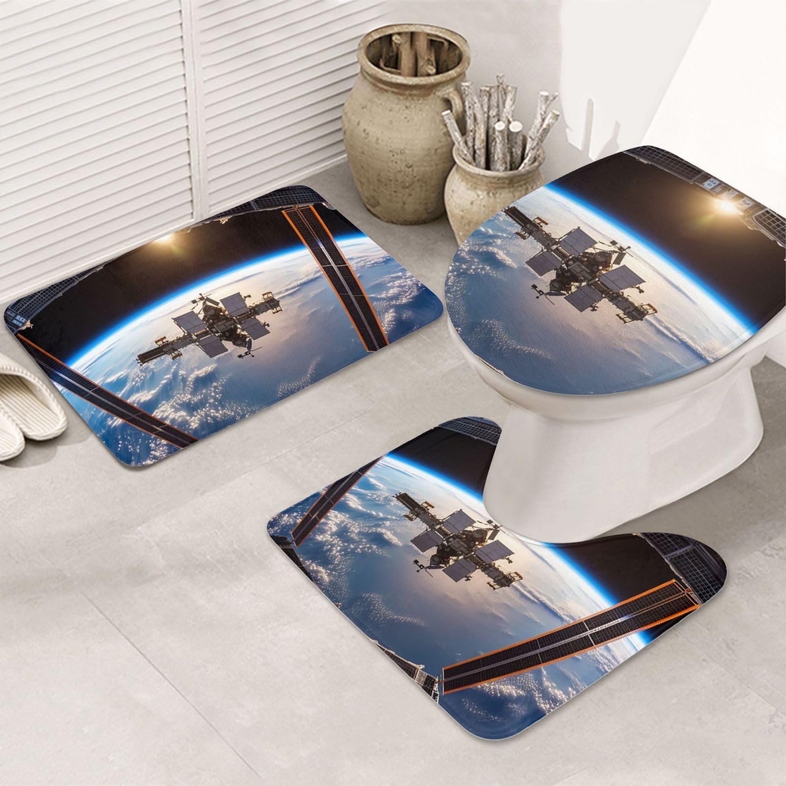 Tapis de salle de bain station spatiale pour éviter les glissades et garder les sols secs