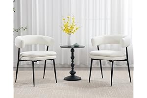 Boucle Barrel Style Kitchen Dining Room Chairs Set of 2 with Arms