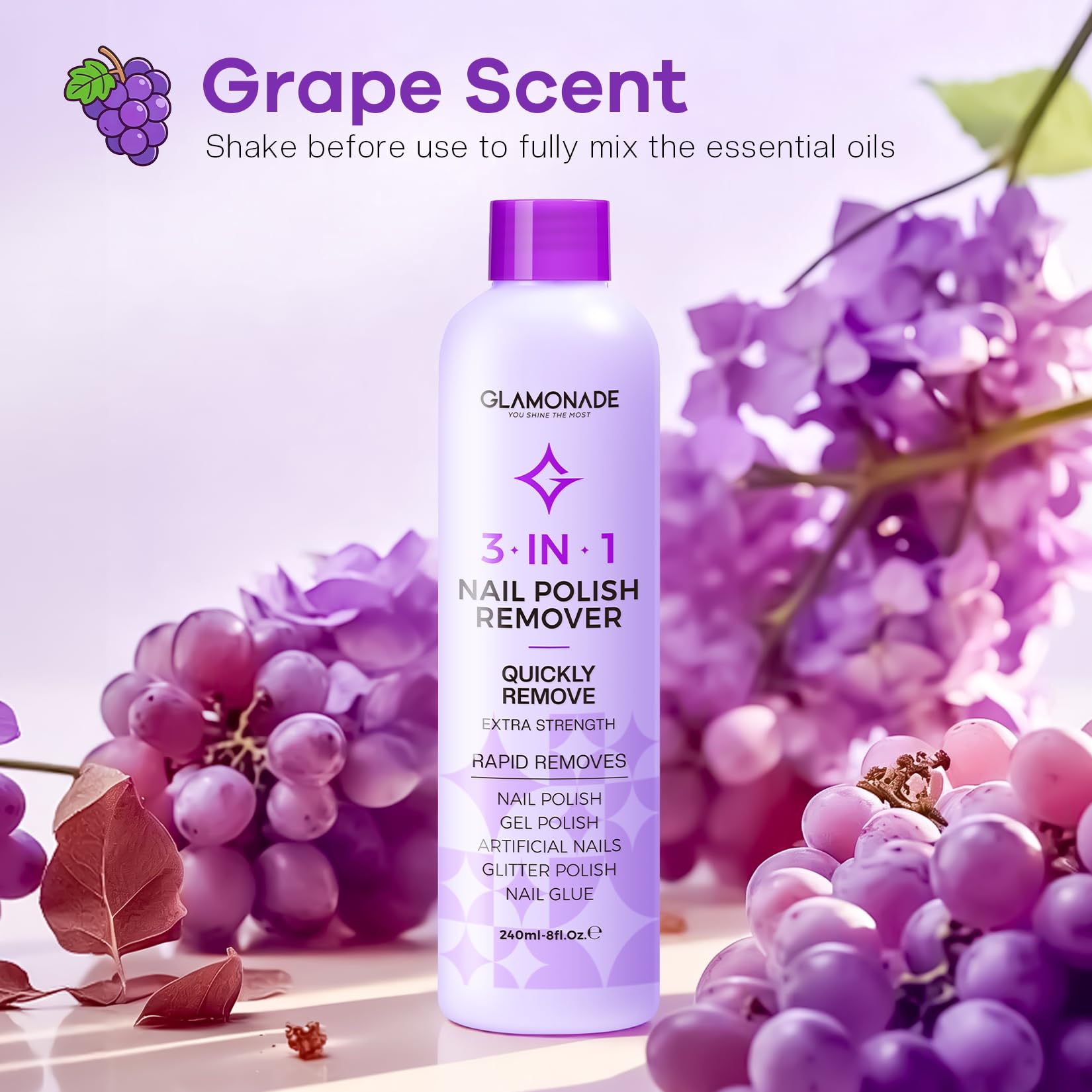 Glamonade Acetone Nail Polish Remover - Fast Gel & Polish Removal -9