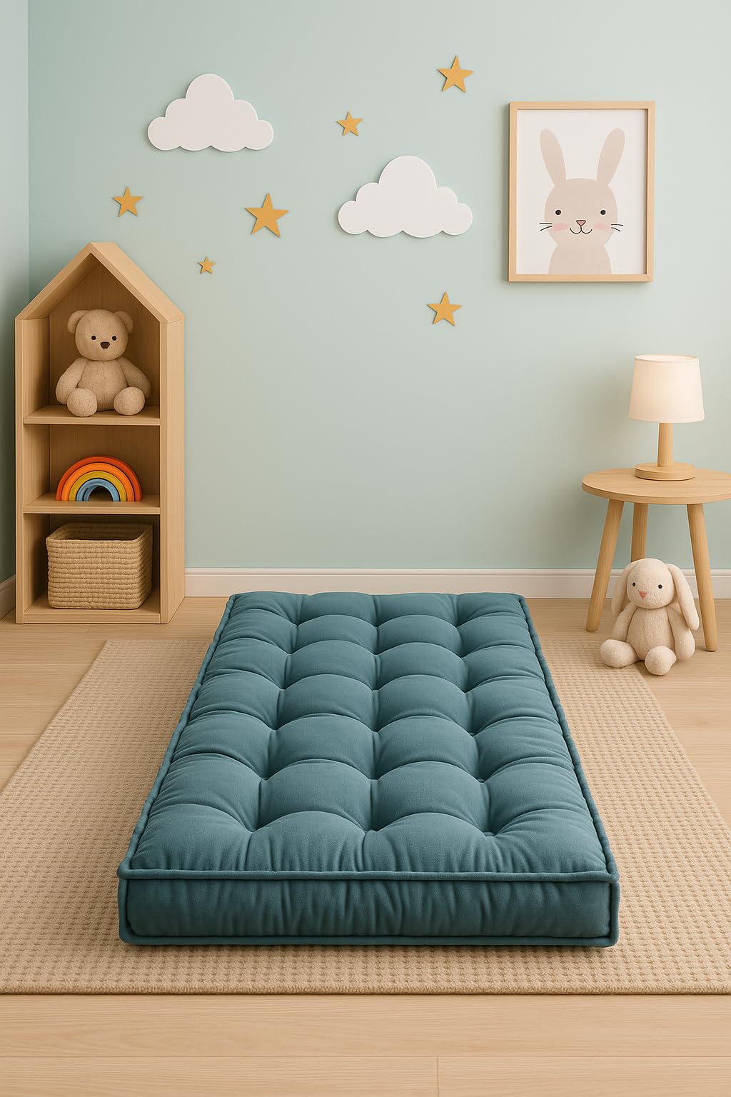 chilly pilley® Futon - französische Matratze gesteppt aus Samt, viele Größen und viele Farben 110 x 50 x 10 cm/Rosa