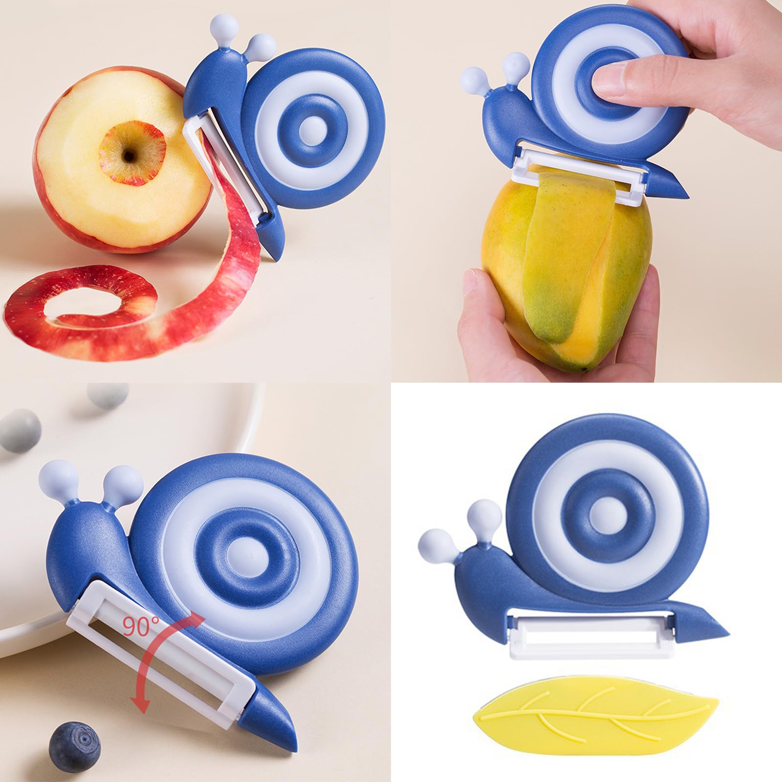 Montesy Snail Shape Ceramic Peeler for Fruits and Vegetables with Nonslip Handle Potato Peeler Ideal for Home and Outdoor Use