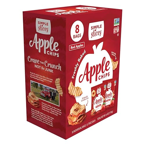 Simple Slices Chips gourmet de manzana horneada con nueces, manzanas secas en rodajas cultivadas en Estados Unidos, aperitivo vegano saludable
