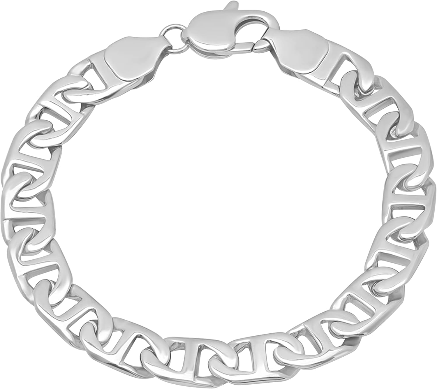 Men's Stainless Steel 6.5mm Flat Mariner Link Chain 8.5" Bracelet - Lobster Claw