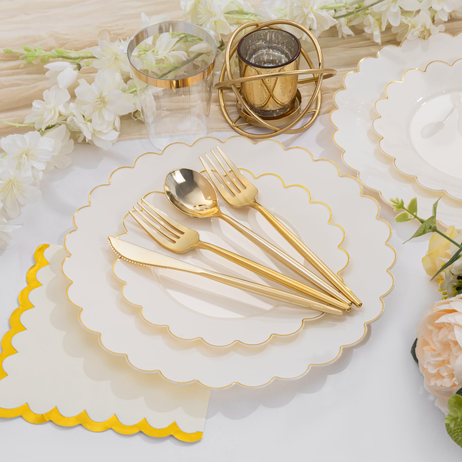 Gold Rim Plates Party Dinnerware Set -3
