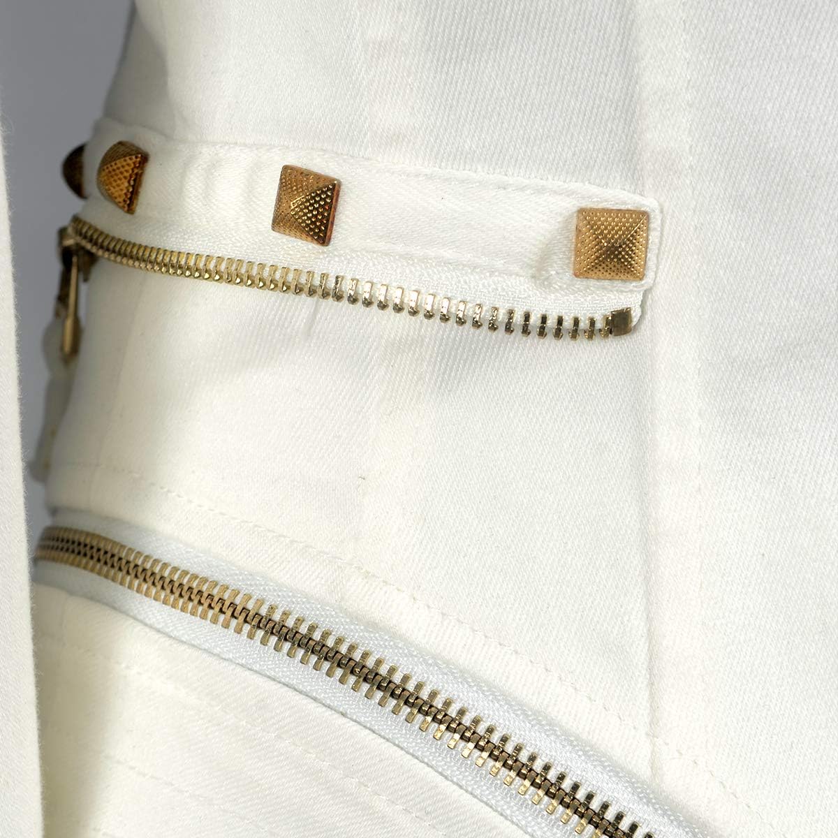 Fashion SX Womens Rivet Faux Leather Jacket Zipper Moto Biker Denim coat Motorcycle Outwear - Image 5