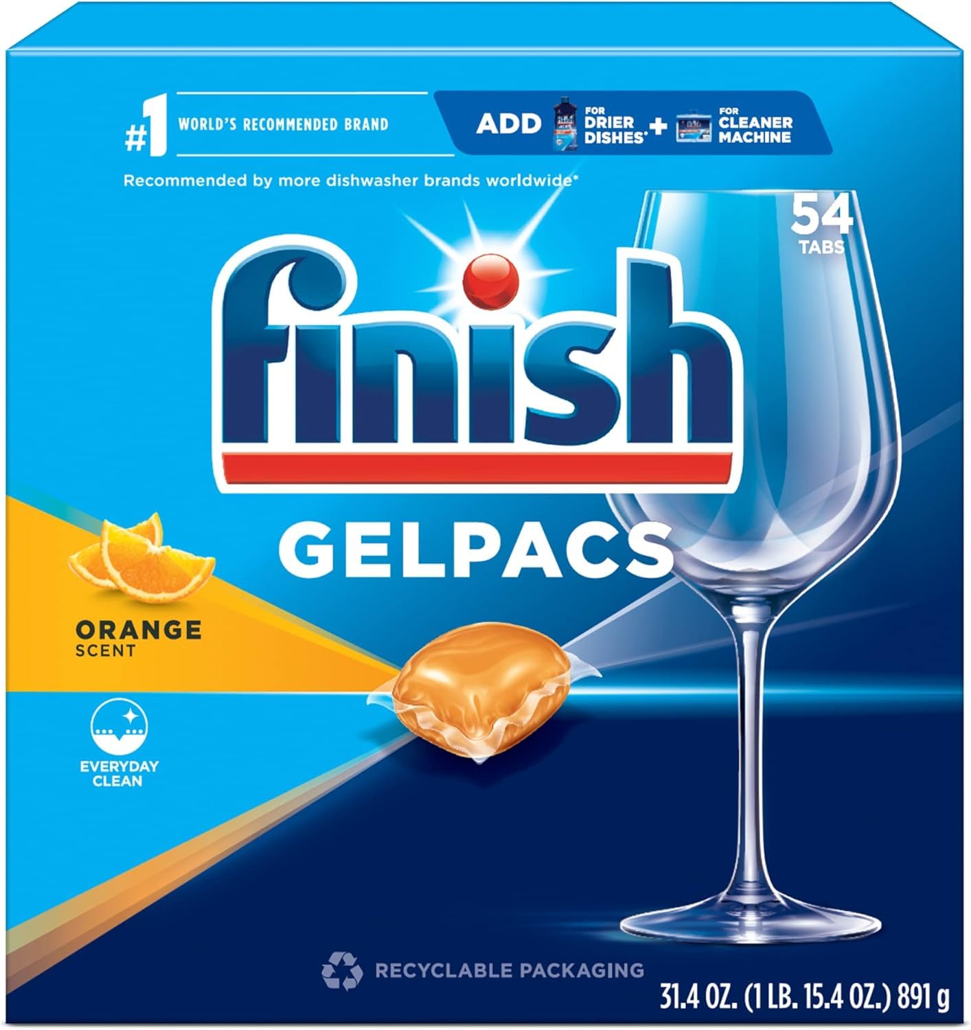 FinishGelpacs Dishwasher Detergent, Orange Scent, 54 Count