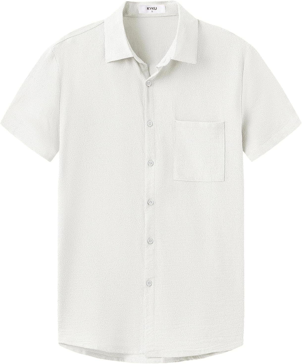 KYKU Cotton Shirt for Men: Casual Beach Summer Button Down Short Sleeve Clothes - Image 3