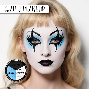 YBUETE Light Blue White Black Oil-Based Face Body Palette for Halloween