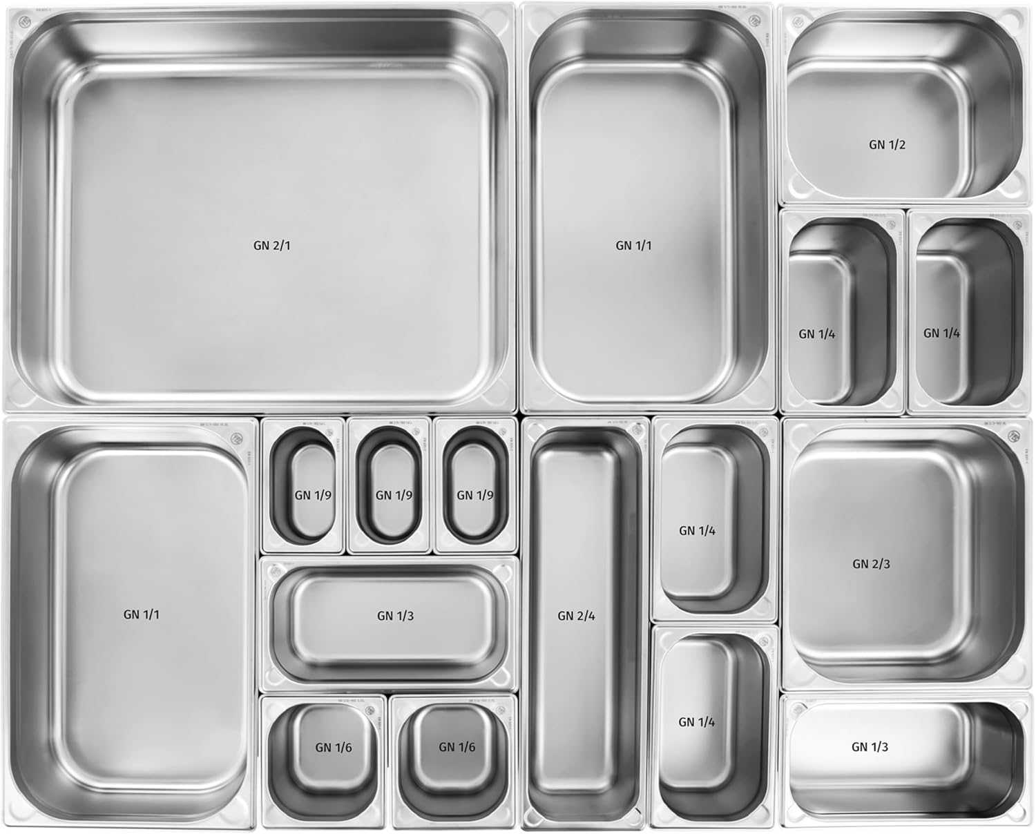 TECHNICA Prestona GN 1/1 65 mm Stainless Steel Gastro Container Stackable Stainless Steel Tub Kitchen Heat Resistant -40 °C to 300 °C Dishwasher Safe