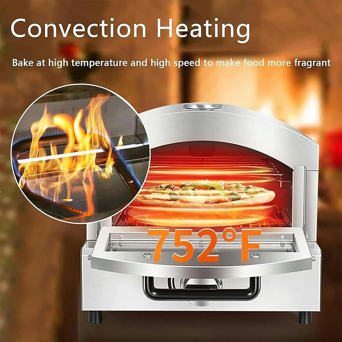 Pizzaiolo Elettrico da banco, cuoci Pizza in Acciaio Inox, con Temperatura Massima di 350℃, Attrezzatura per la Cottura del Forno per Pizza per Ristorante, casa