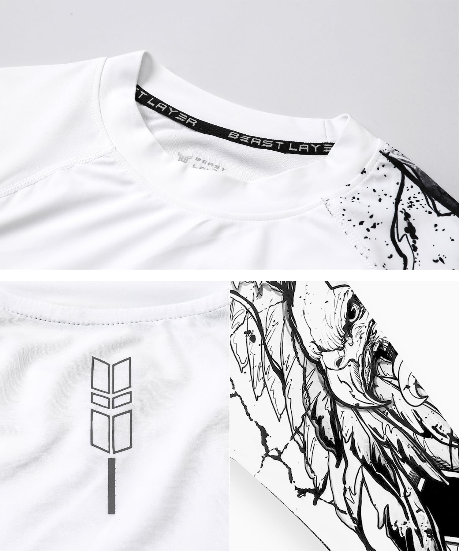 HUGE SPORTS Rashguard Homme Haute de Combinaison en Tissu très élastique spéciale Manches Longues Protection Solaire UV (UPF) 50+