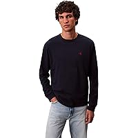 Calvin Klein LS Easy Monogram Tee LV04RD247G T-Shirt da Uomo, Blu (Zaffiro Scuro)